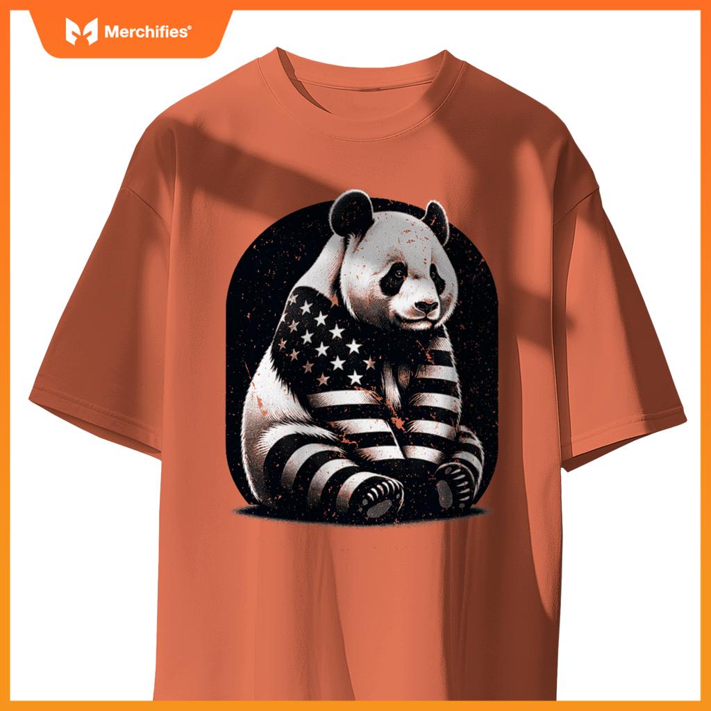 Patriotic panda vector usa flag T-Shirt