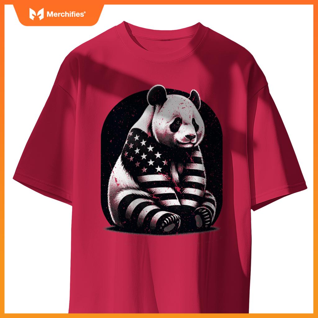 Patriotic panda vector usa flag T-Shirt