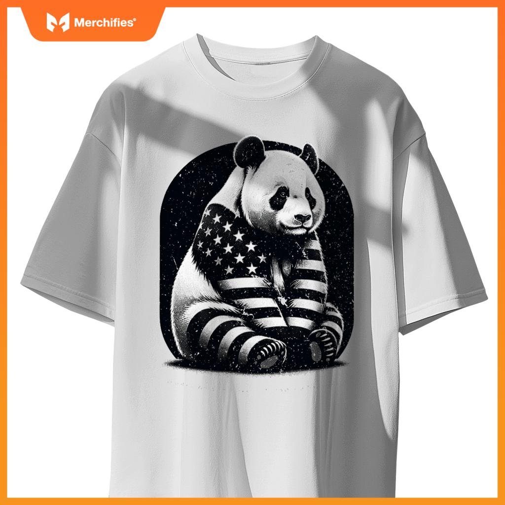Patriotic panda vector usa flag T-Shirt