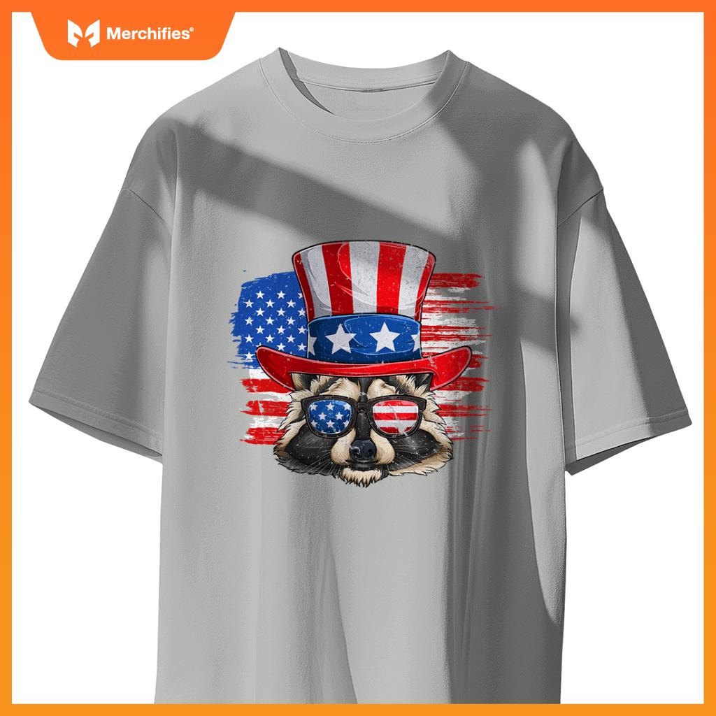 Patriotic raccoon  4th of july trash panda usa flag T-Shirt
