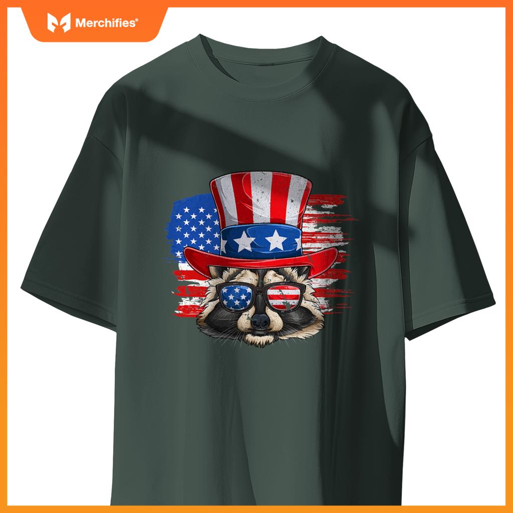 Patriotic raccoon  4th of july trash panda usa flag T-Shirt