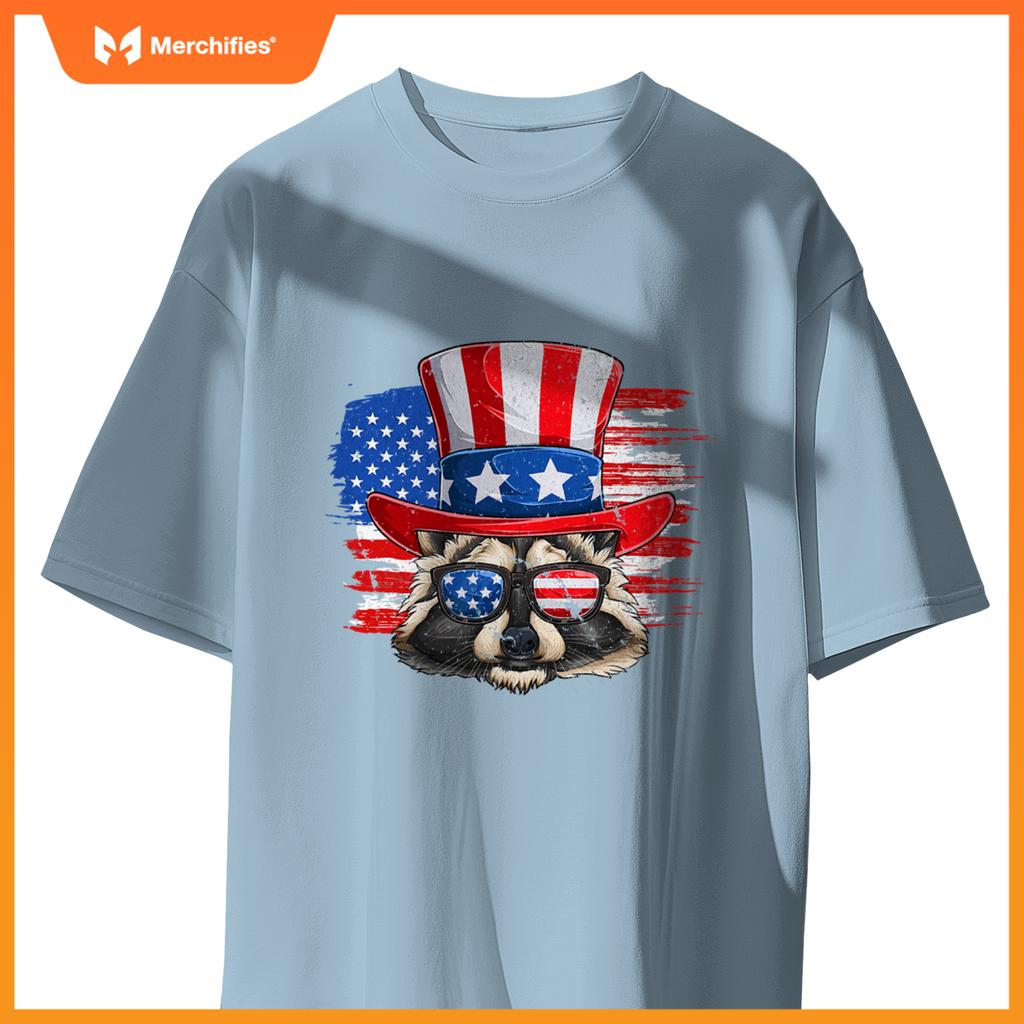 Patriotic raccoon  4th of july trash panda usa flag T-Shirt