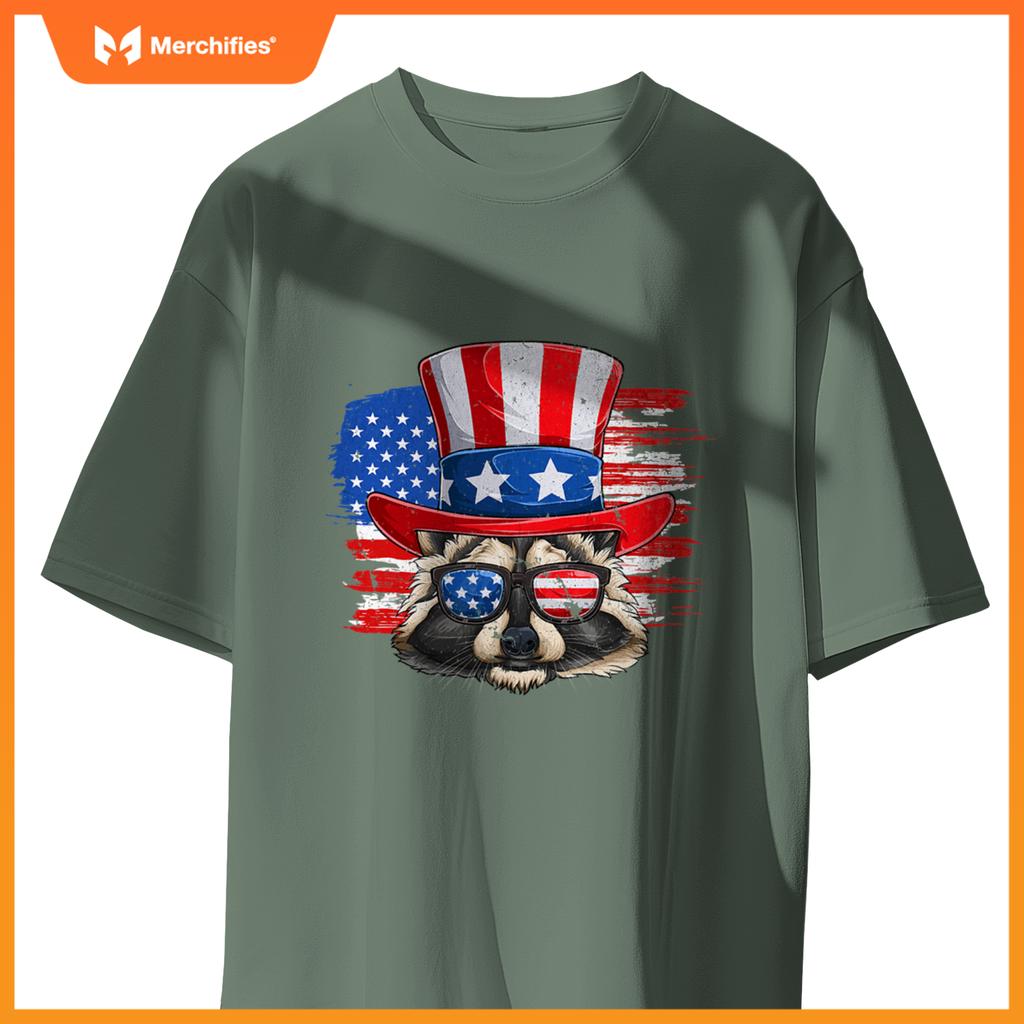 Patriotic raccoon  4th of july trash panda usa flag T-Shirt