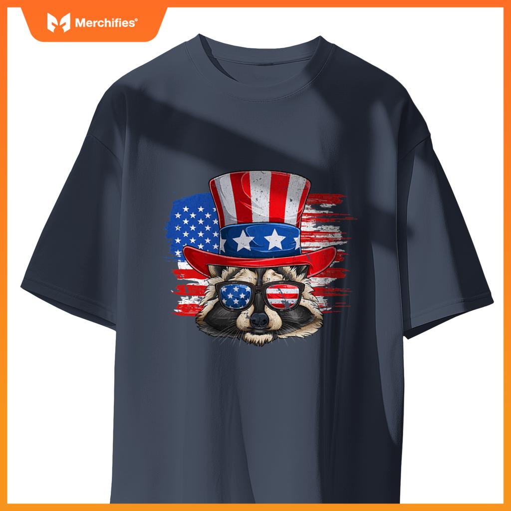 Patriotic raccoon  4th of july trash panda usa flag T-Shirt