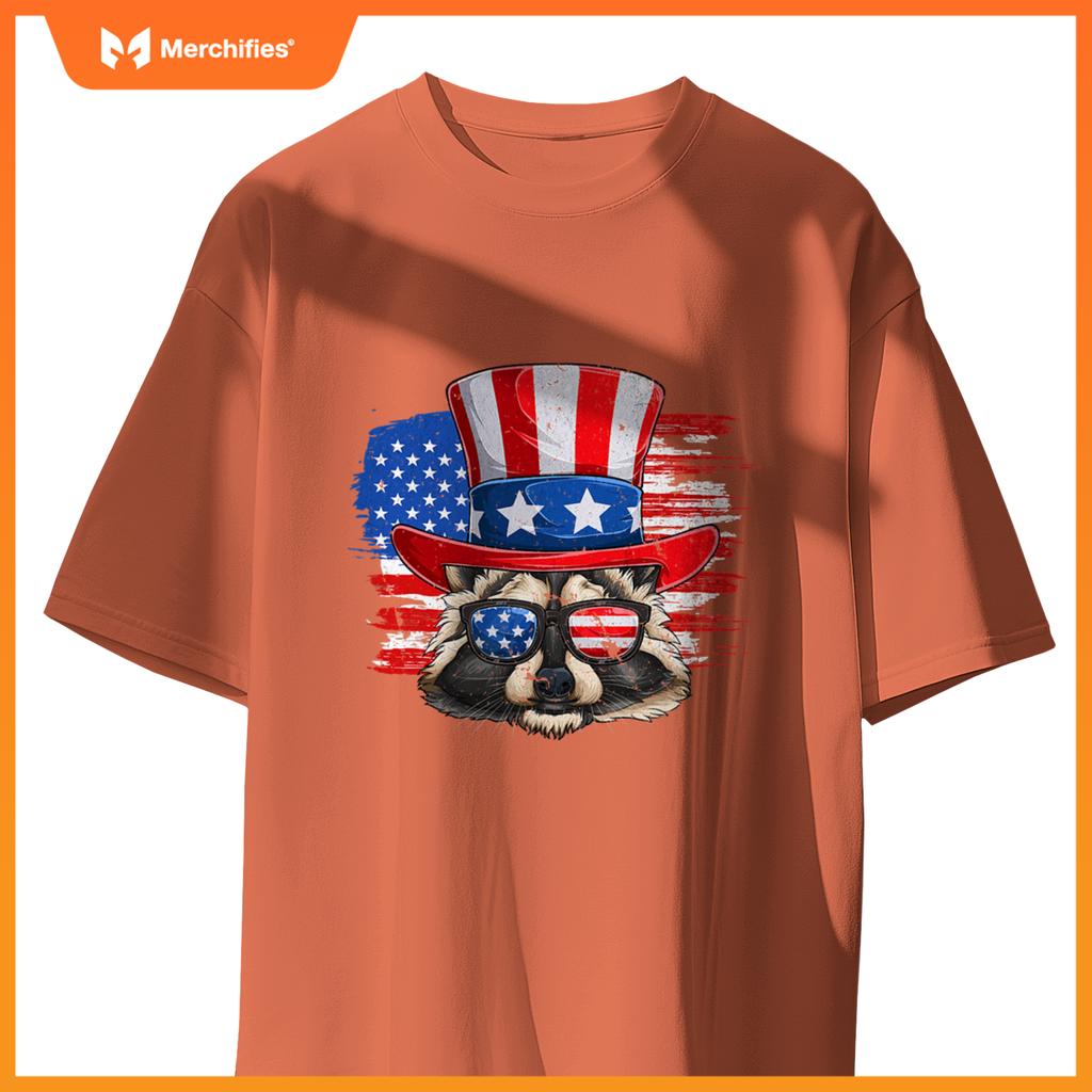 Patriotic raccoon  4th of july trash panda usa flag T-Shirt