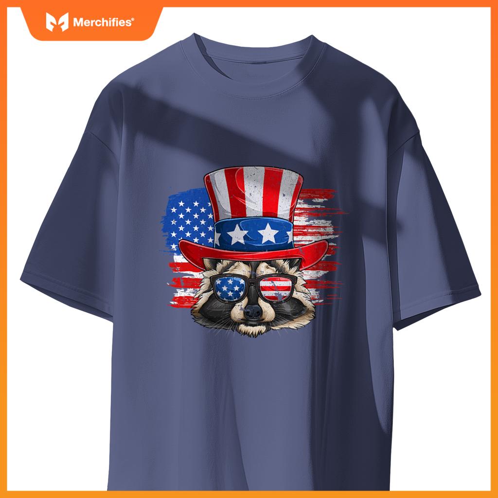 Patriotic raccoon  4th of july trash panda usa flag T-Shirt