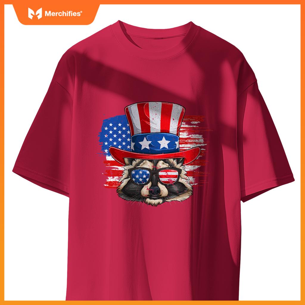 Patriotic raccoon  4th of july trash panda usa flag T-Shirt