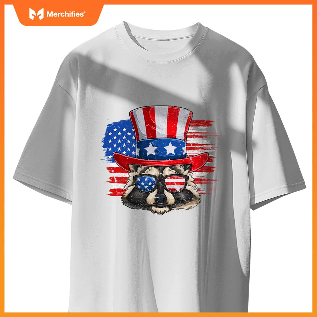 Patriotic raccoon  4th of july trash panda usa flag T-Shirt