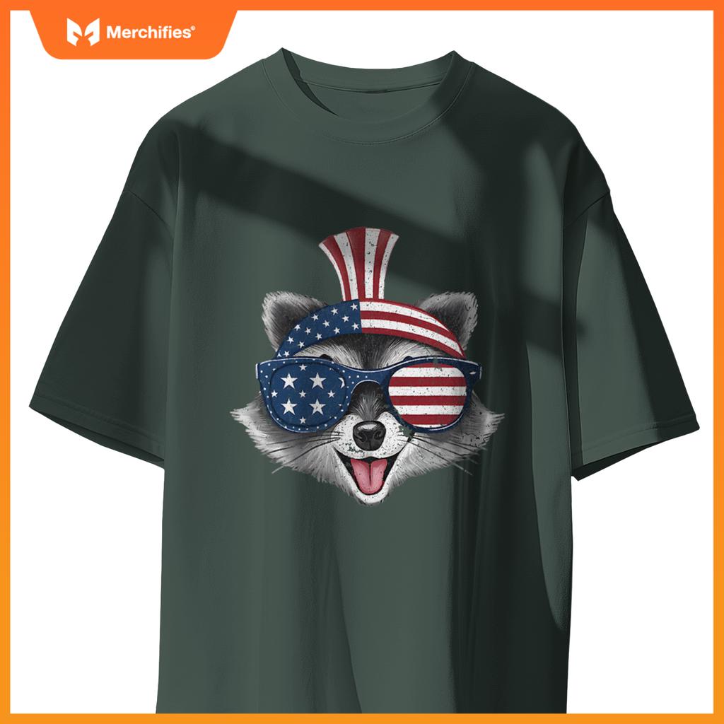 Patriotic raccoon  4th of july usa sunglasses T-Shirt