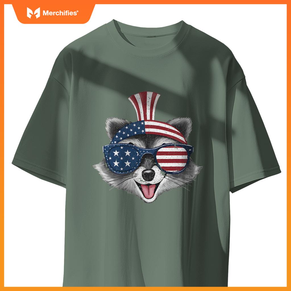Patriotic raccoon  4th of july usa sunglasses T-Shirt