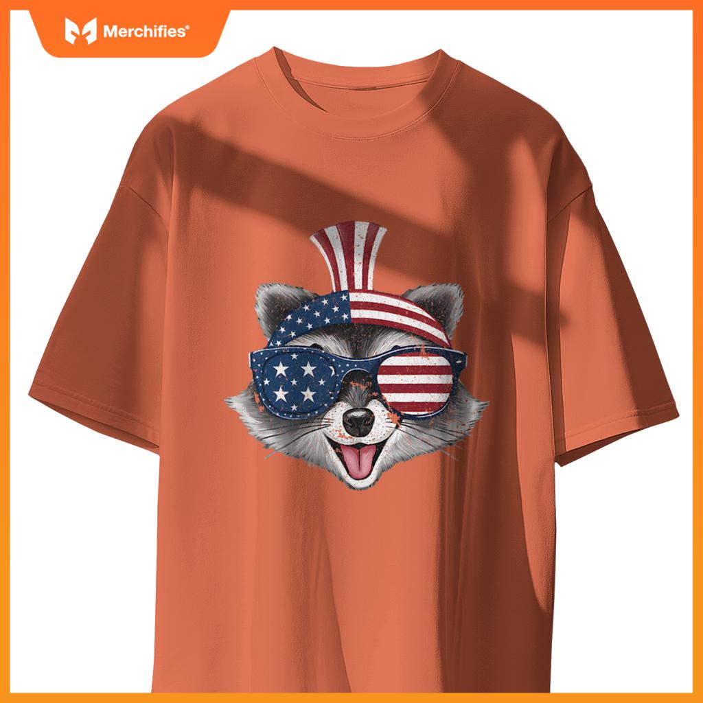 Patriotic raccoon  4th of july usa sunglasses T-Shirt