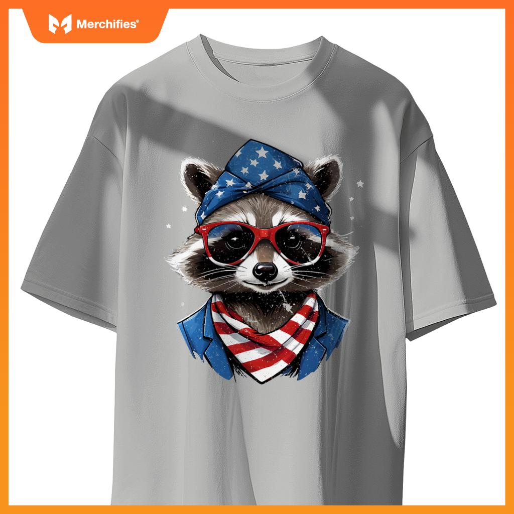 Patriotic raccoon 4th of july american flag trash panda T-Shirt