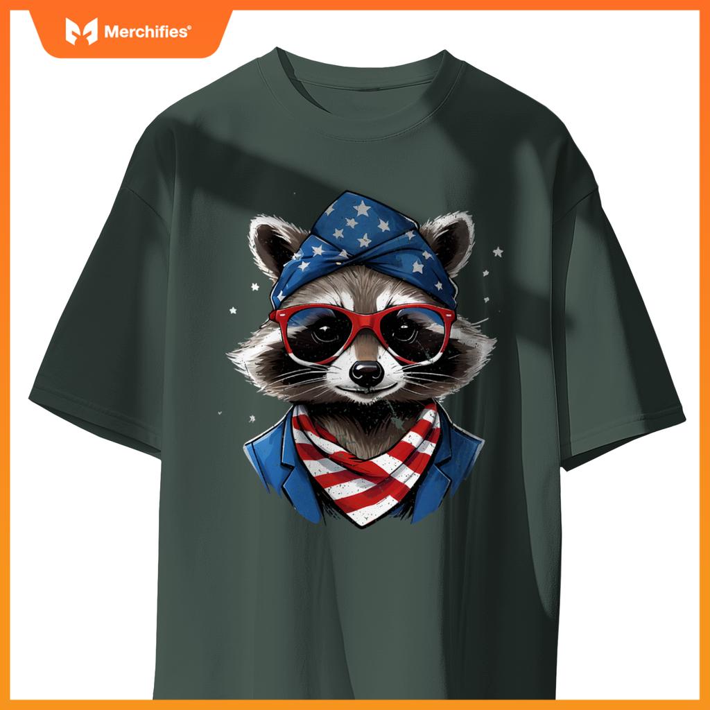 Patriotic raccoon 4th of july american flag trash panda T-Shirt
