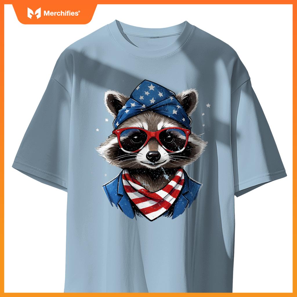 Patriotic raccoon 4th of july american flag trash panda T-Shirt