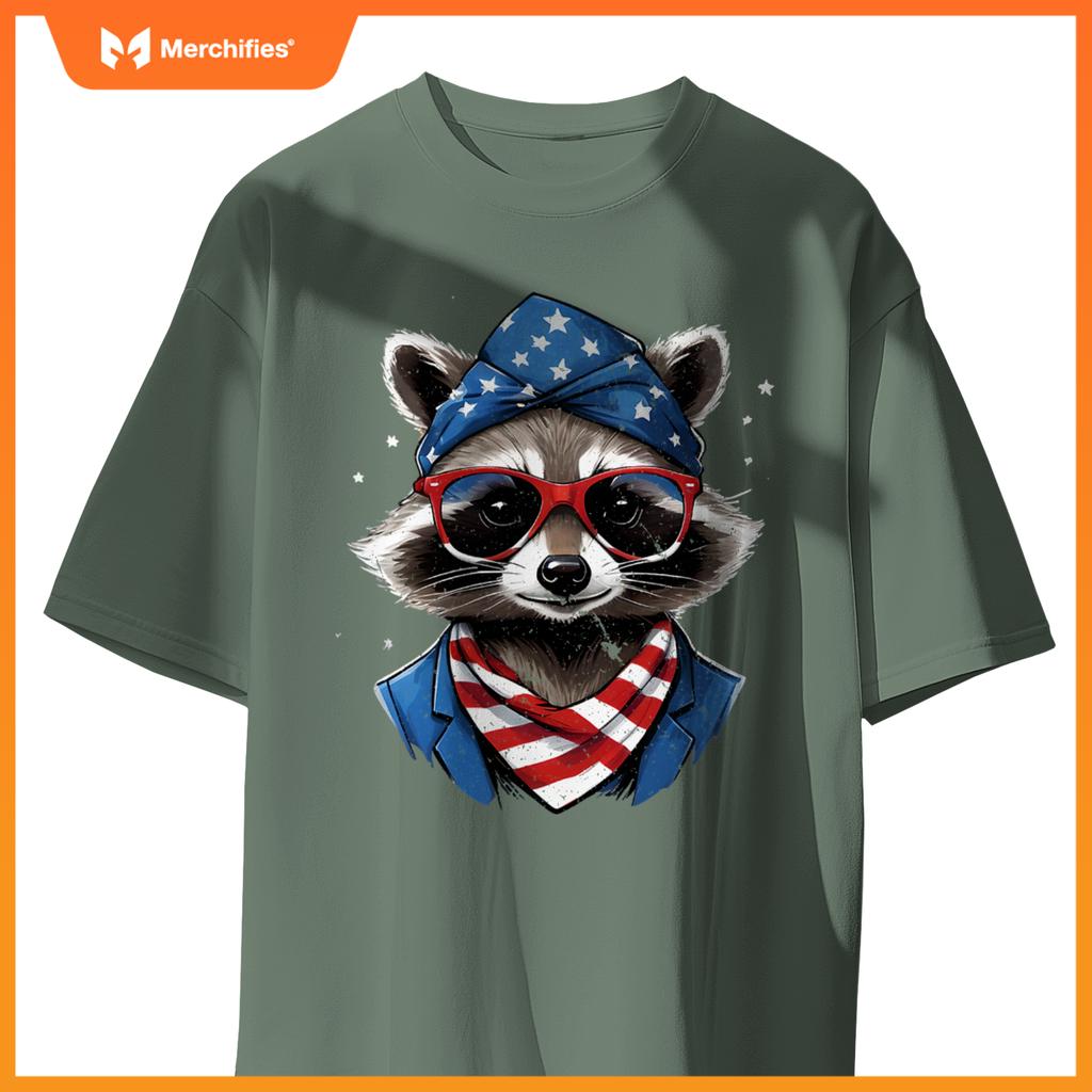 Patriotic raccoon 4th of july american flag trash panda T-Shirt