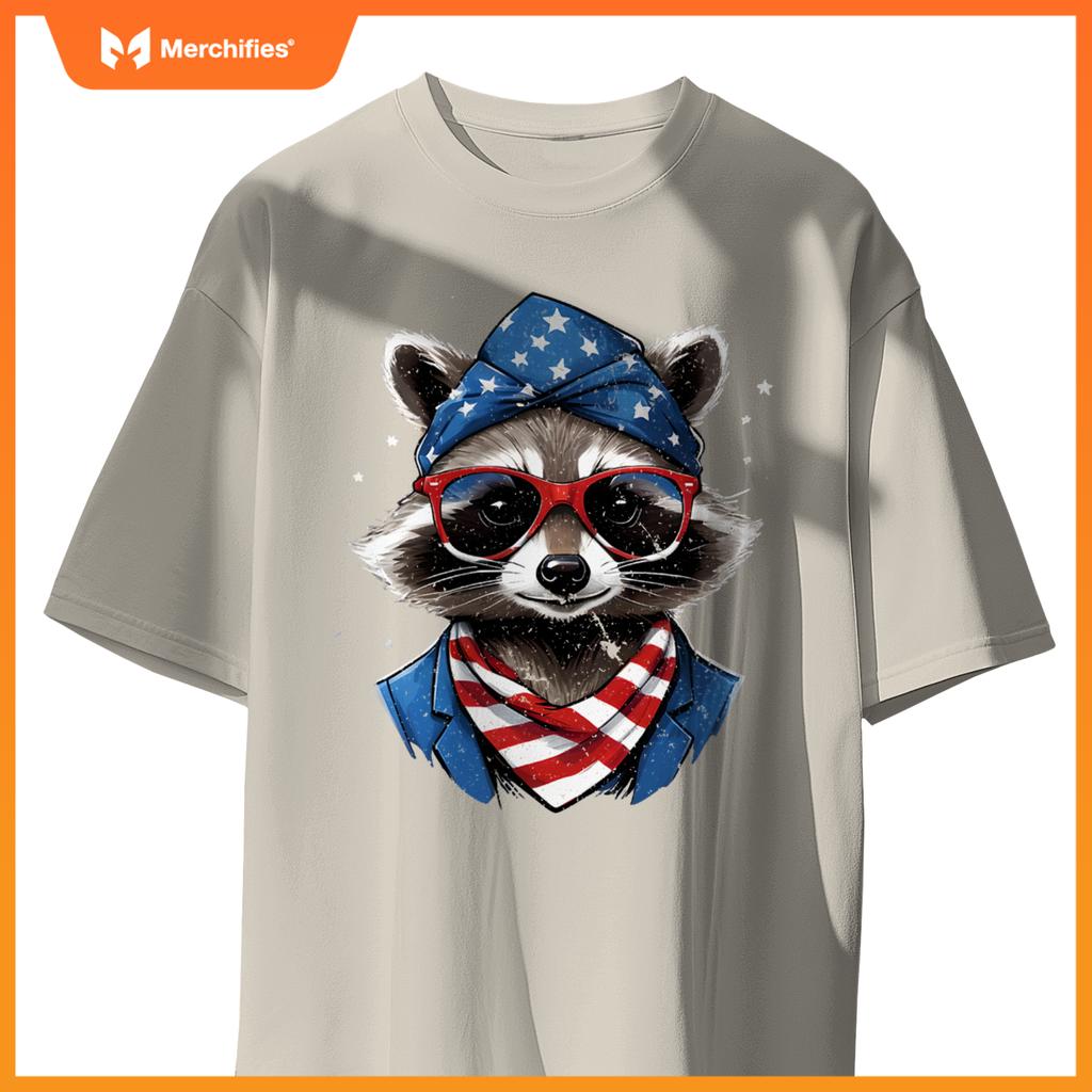 Patriotic raccoon 4th of july american flag trash panda T-Shirt