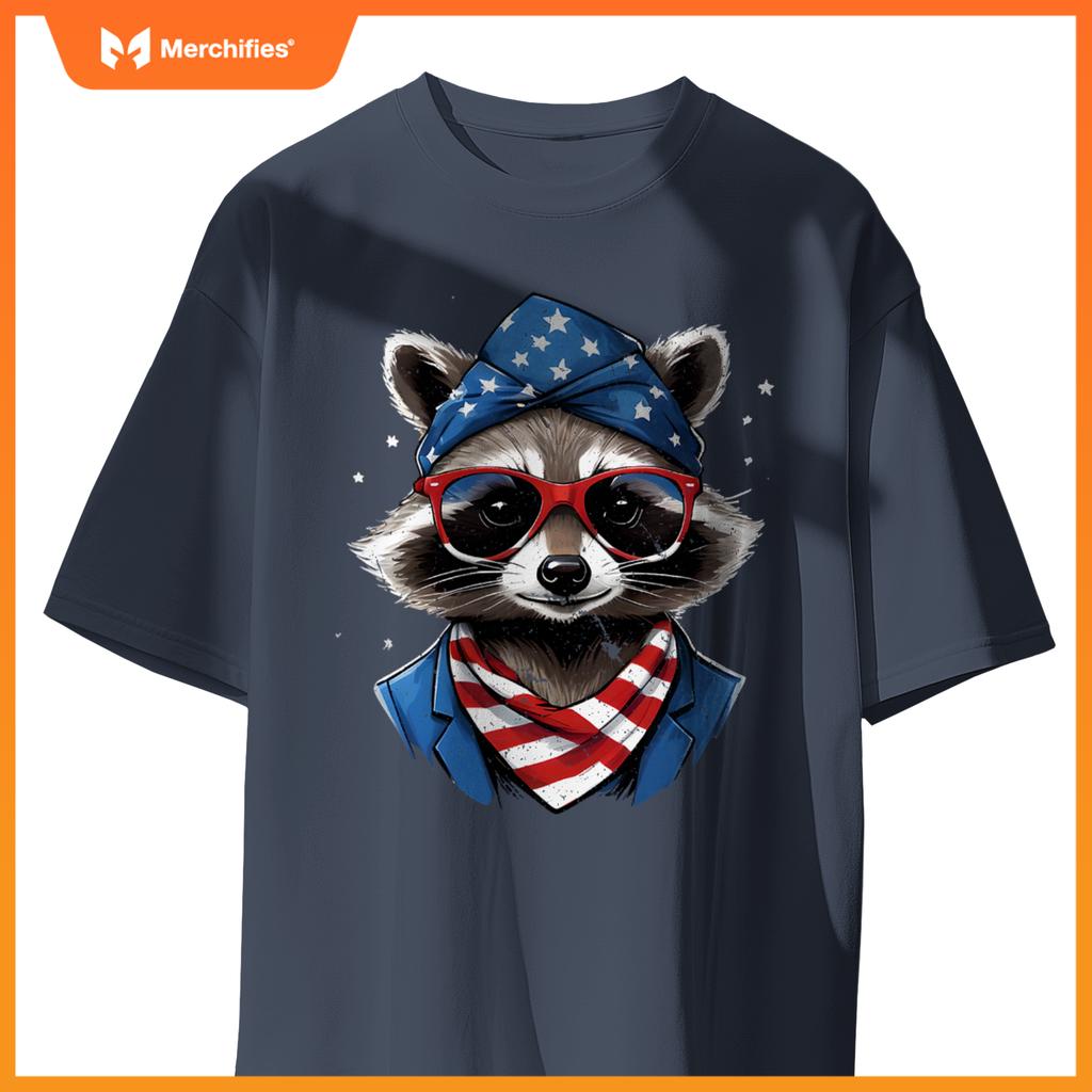Patriotic raccoon 4th of july american flag trash panda T-Shirt