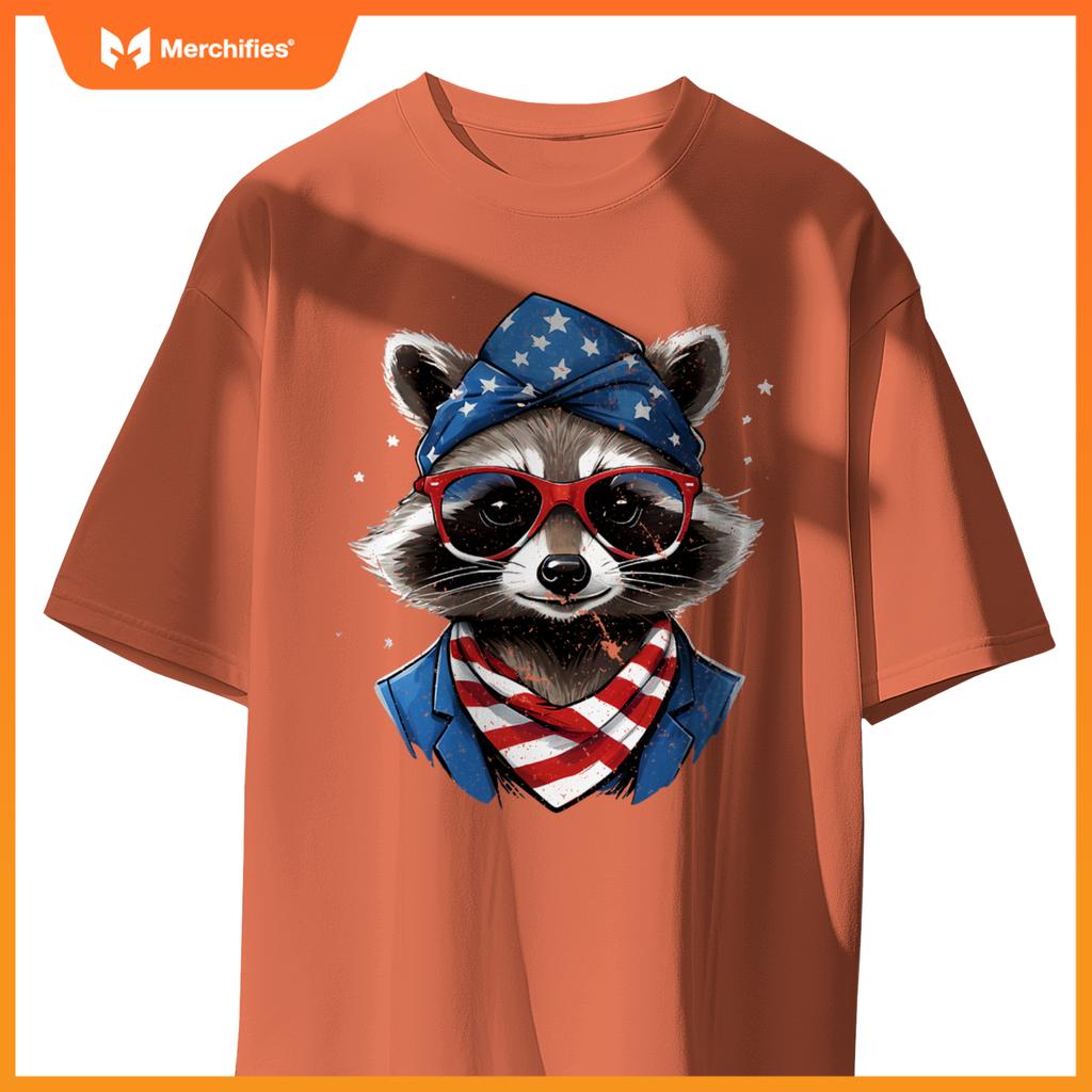 Patriotic raccoon 4th of july american flag trash panda T-Shirt