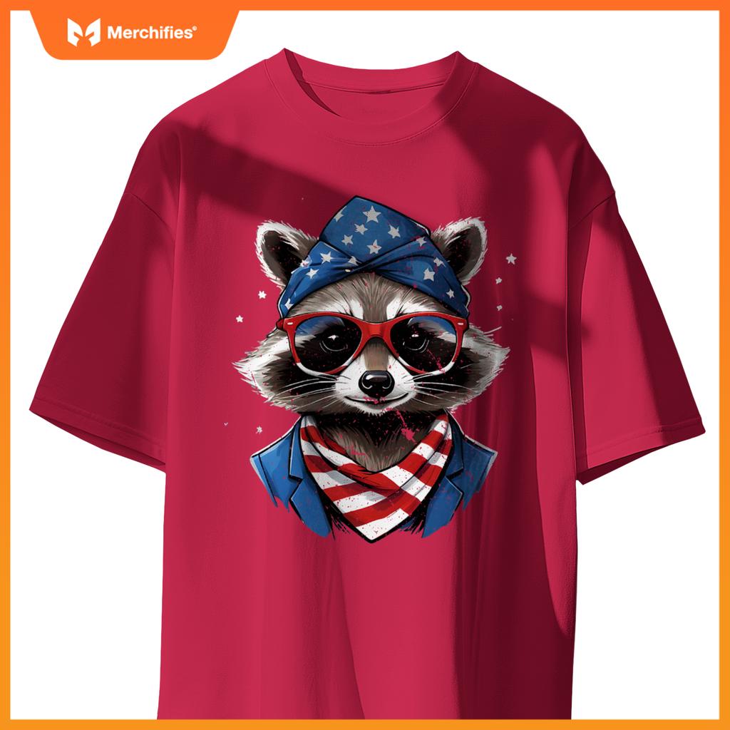 Patriotic raccoon 4th of july american flag trash panda T-Shirt