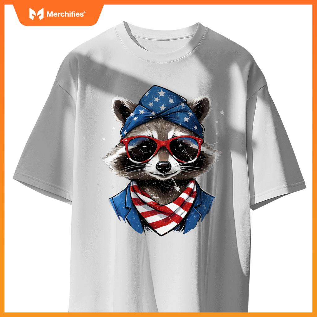 Patriotic raccoon 4th of july american flag trash panda T-Shirt