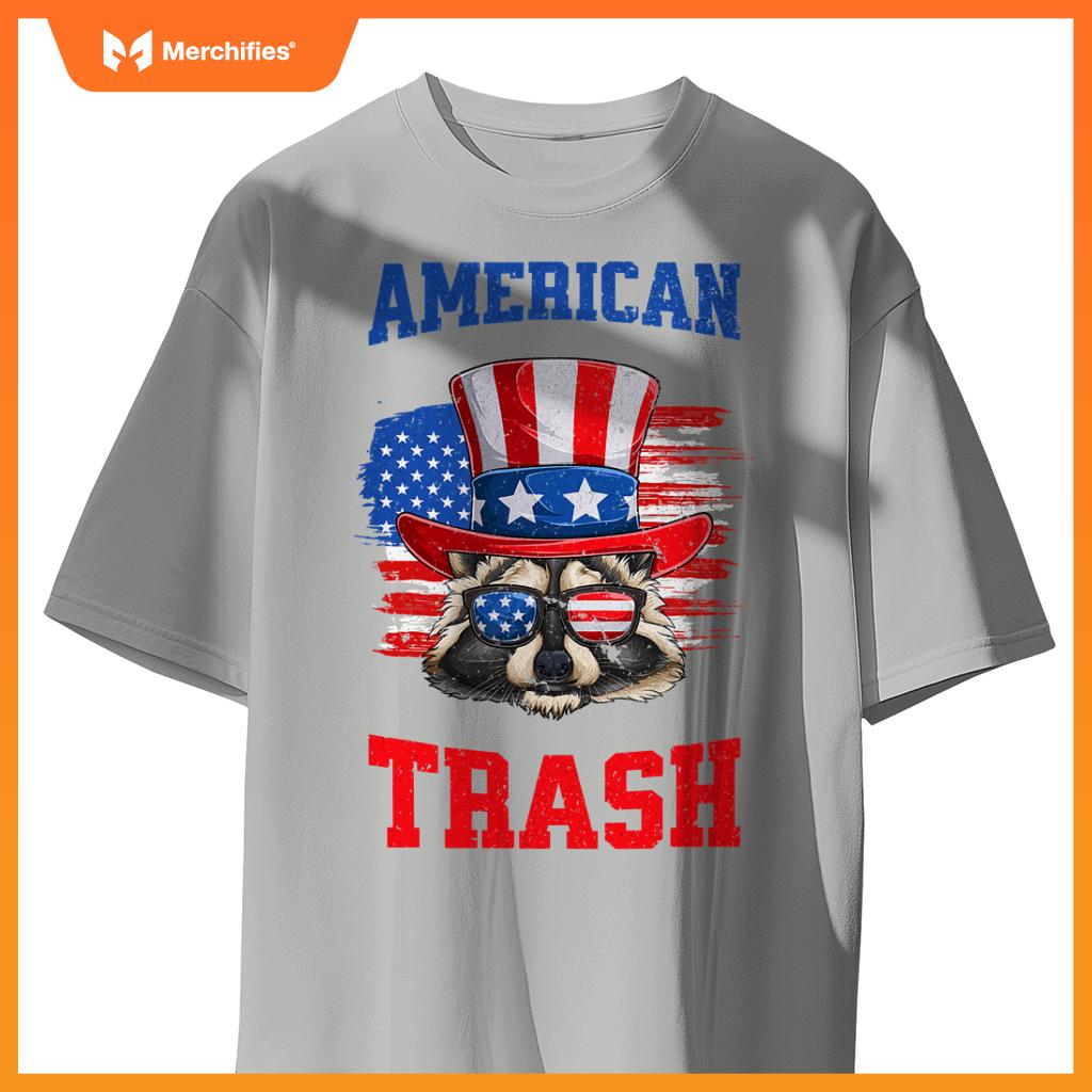Patriotic raccoon 4th of july american trash panda usa flag T-Shirt