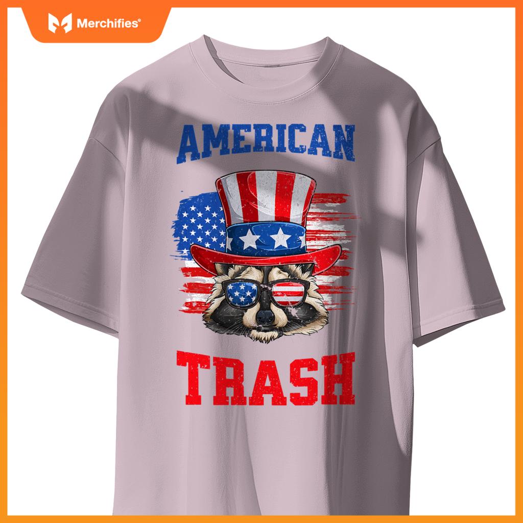 Patriotic raccoon 4th of july american trash panda usa flag T-Shirt
