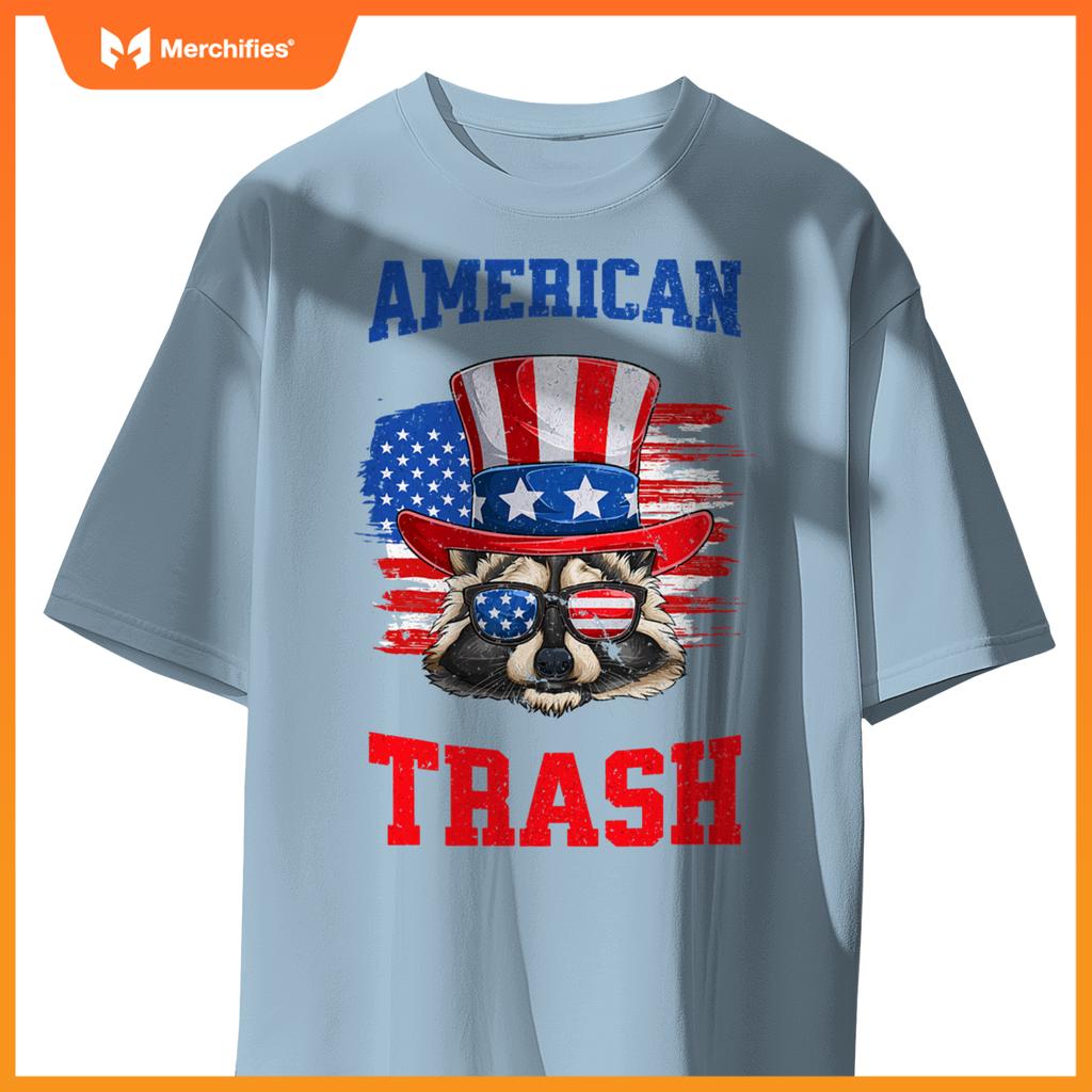 Patriotic raccoon 4th of july american trash panda usa flag T-Shirt