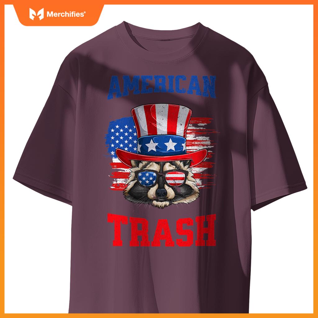 Patriotic raccoon 4th of july american trash panda usa flag T-Shirt