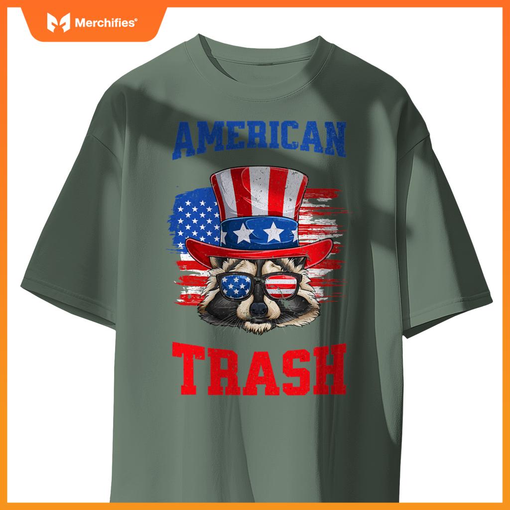 Patriotic raccoon 4th of july american trash panda usa flag T-Shirt