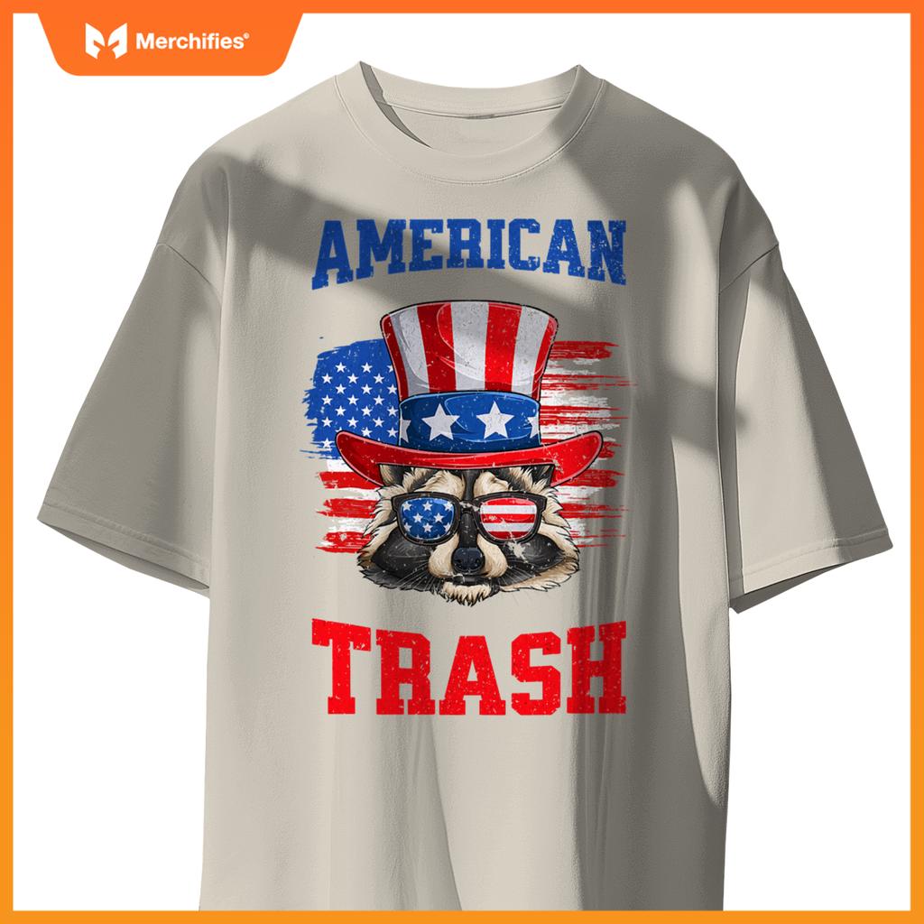 Patriotic raccoon 4th of july american trash panda usa flag T-Shirt