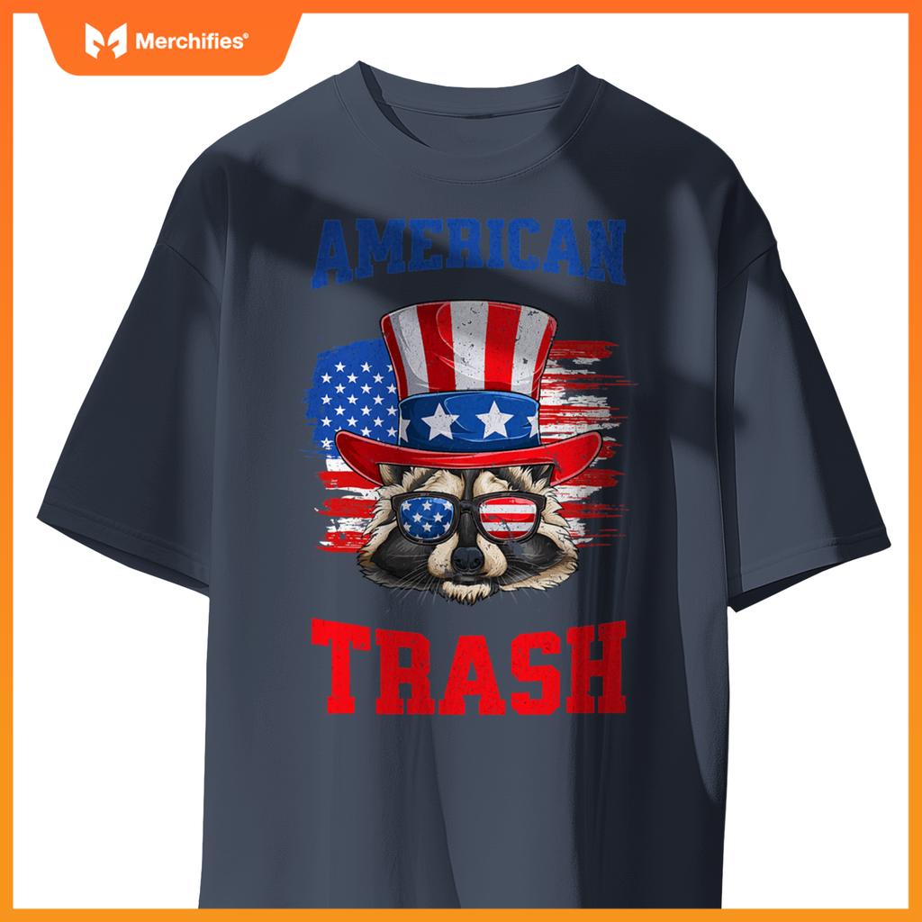 Patriotic raccoon 4th of july american trash panda usa flag T-Shirt
