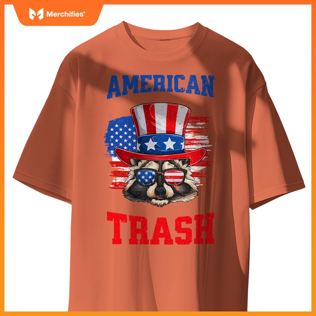 Patriotic raccoon 4th of july american trash panda usa flag T-Shirt
