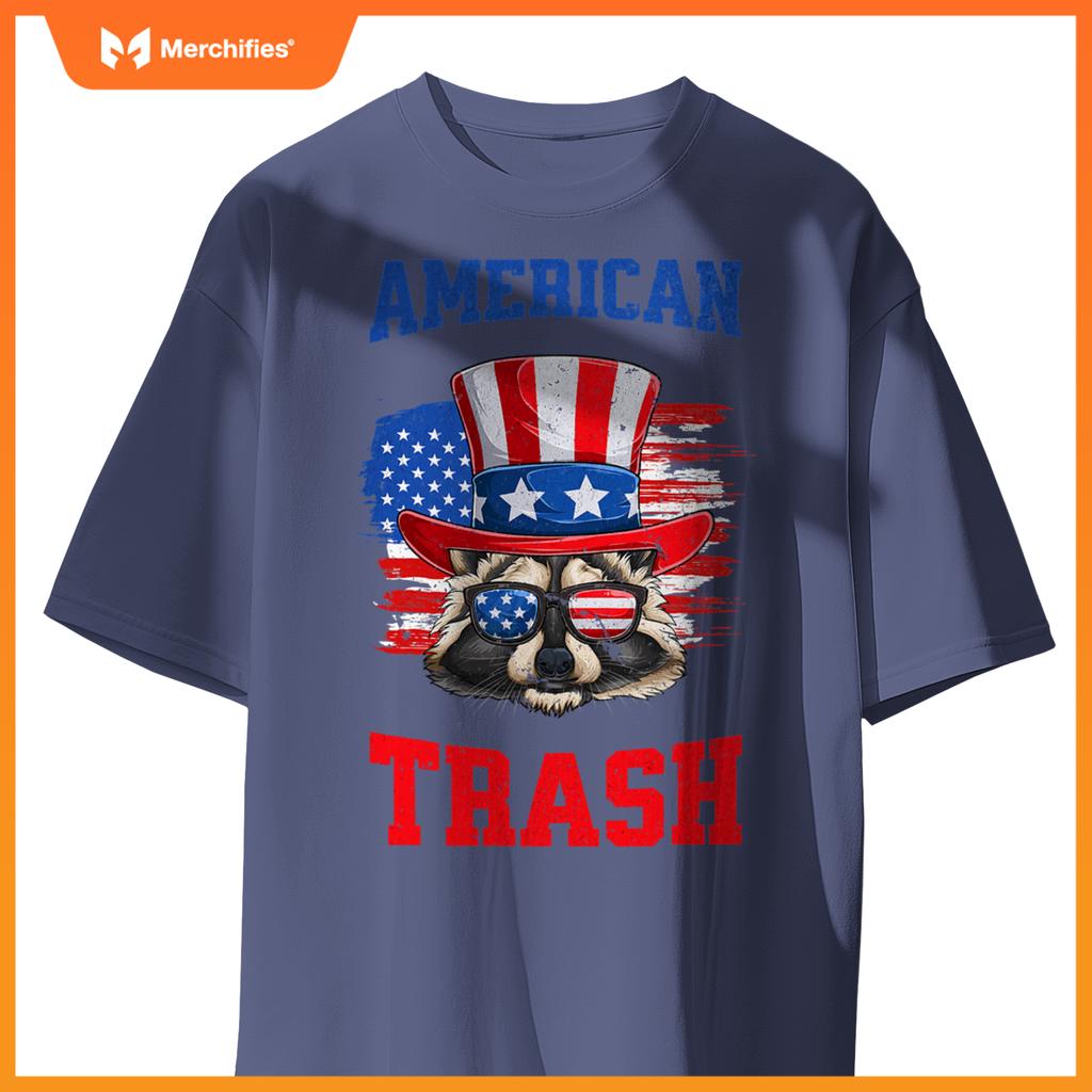 Patriotic raccoon 4th of july american trash panda usa flag T-Shirt