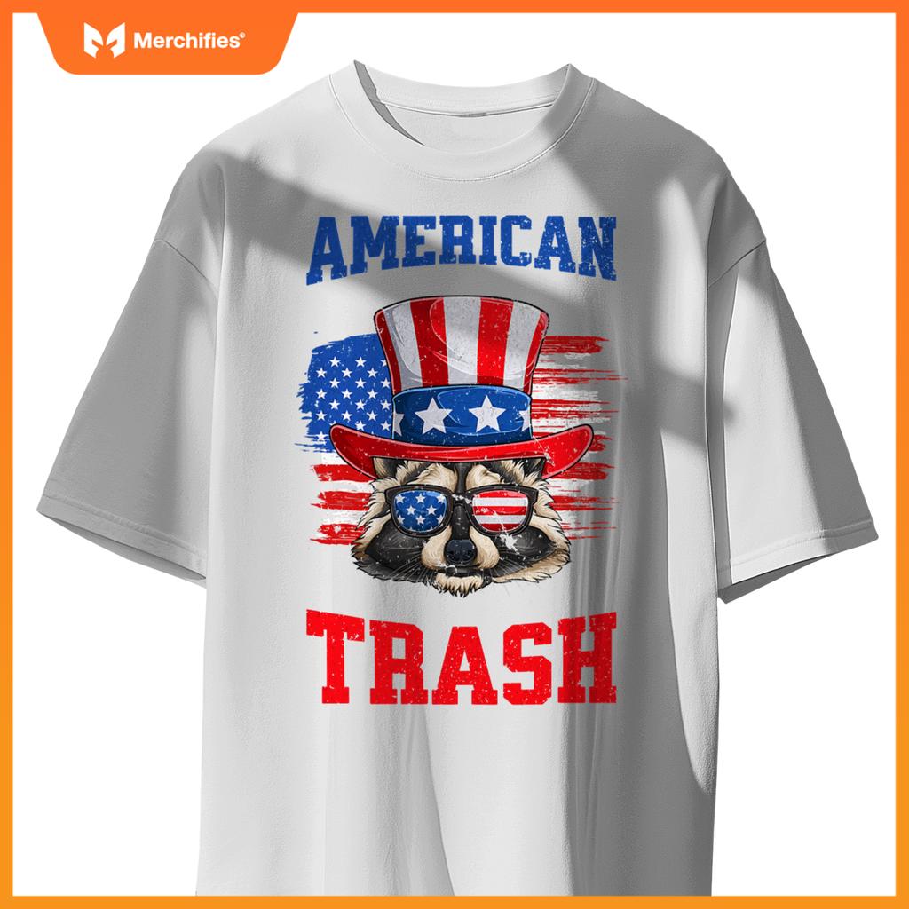 Patriotic raccoon 4th of july american trash panda usa flag T-Shirt