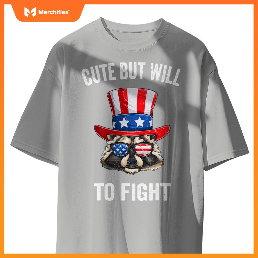 Patriotic raccoon american flag usa 4th of july women kids T-Shirt
