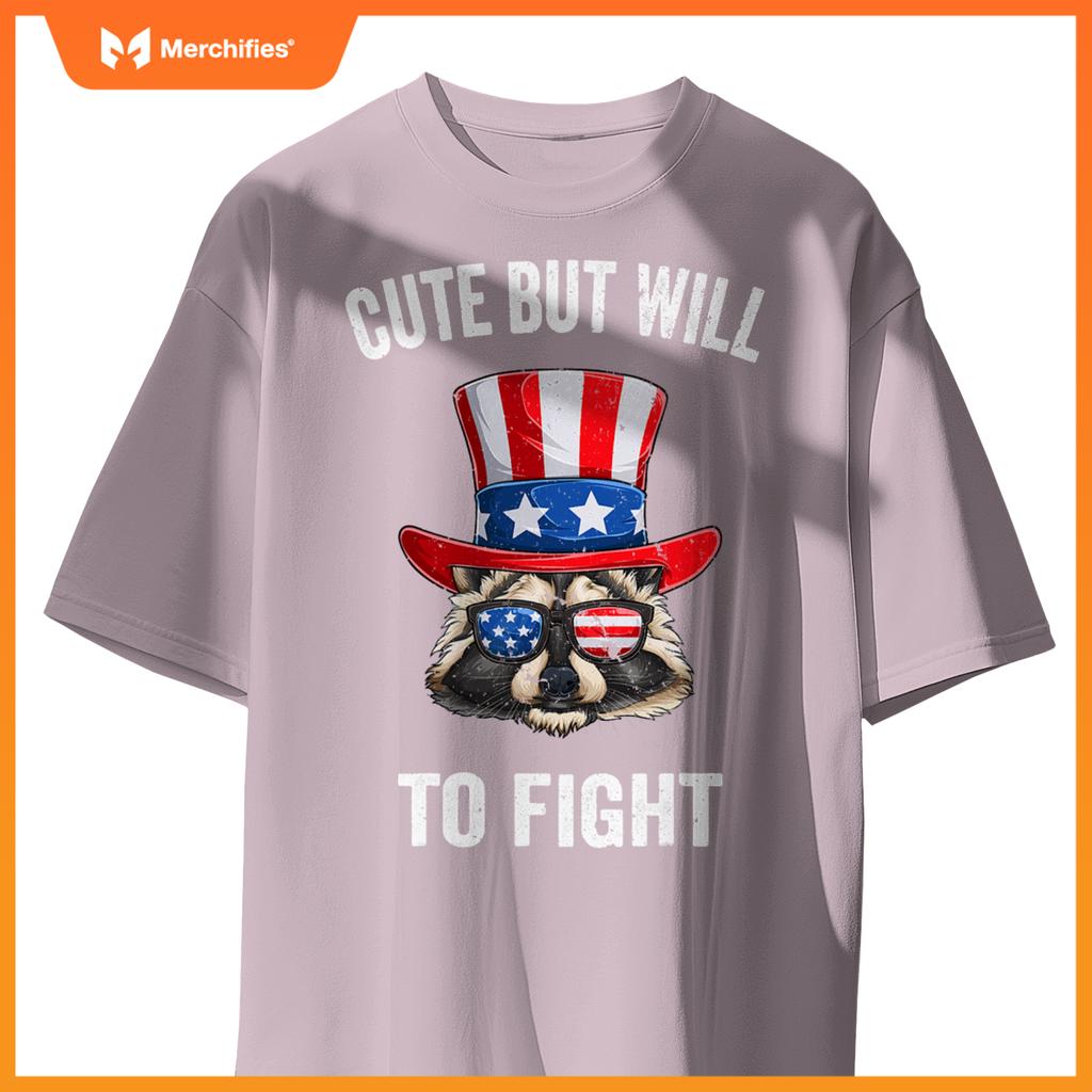 Patriotic raccoon american flag usa 4th of july women kids T-Shirt
