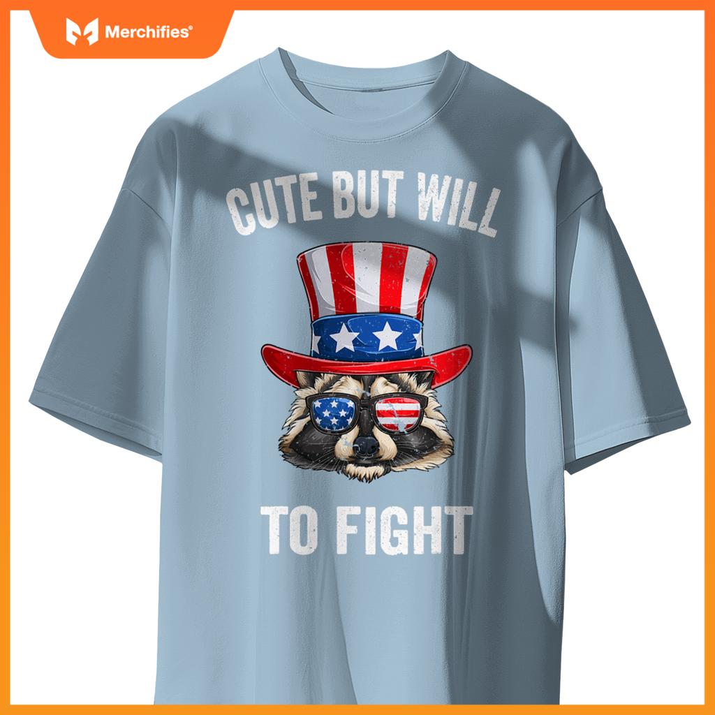 Patriotic raccoon american flag usa 4th of july women kids T-Shirt