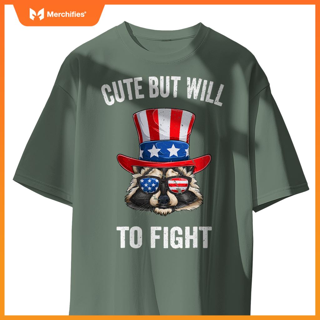 Patriotic raccoon american flag usa 4th of july women kids T-Shirt