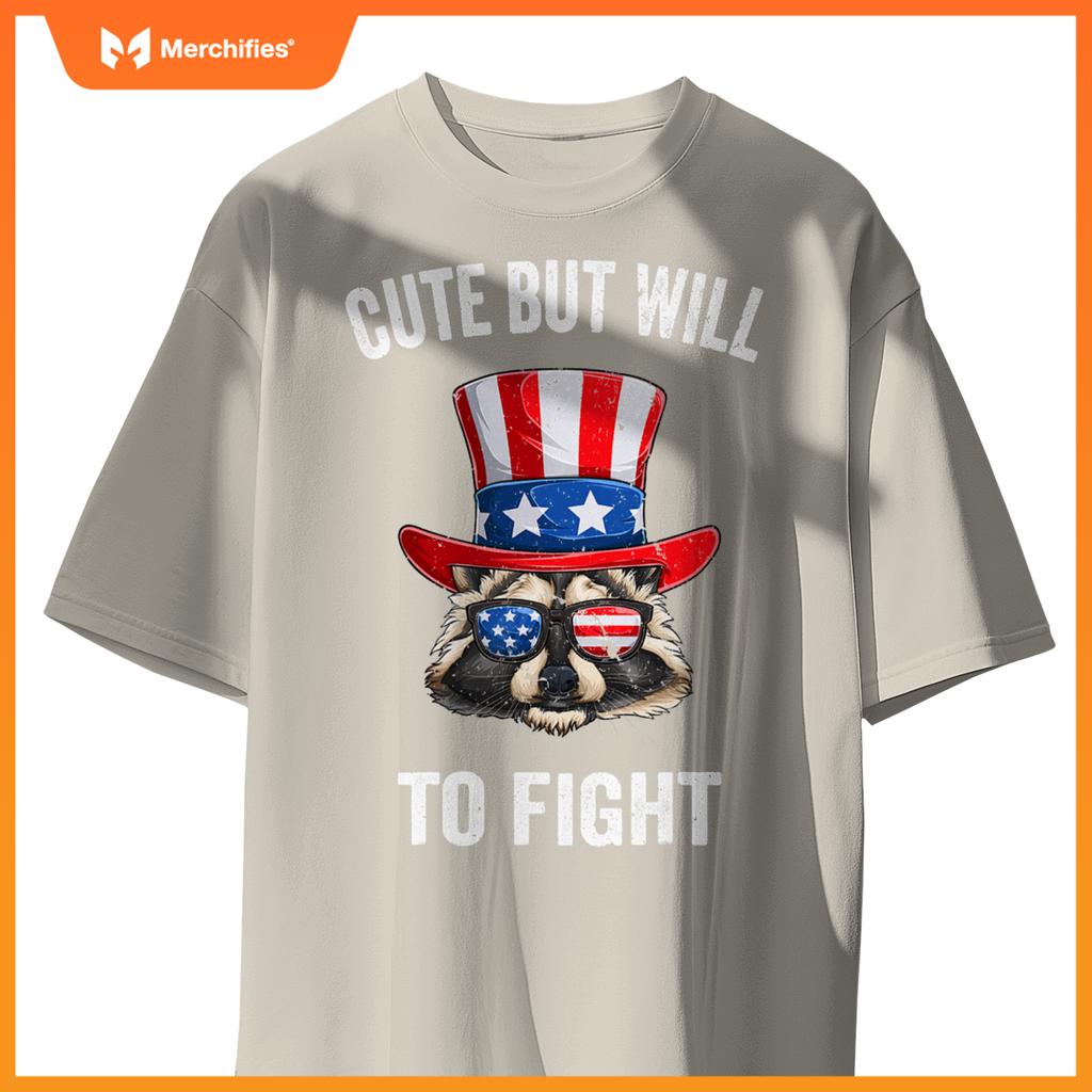 Patriotic raccoon american flag usa 4th of july women kids T-Shirt