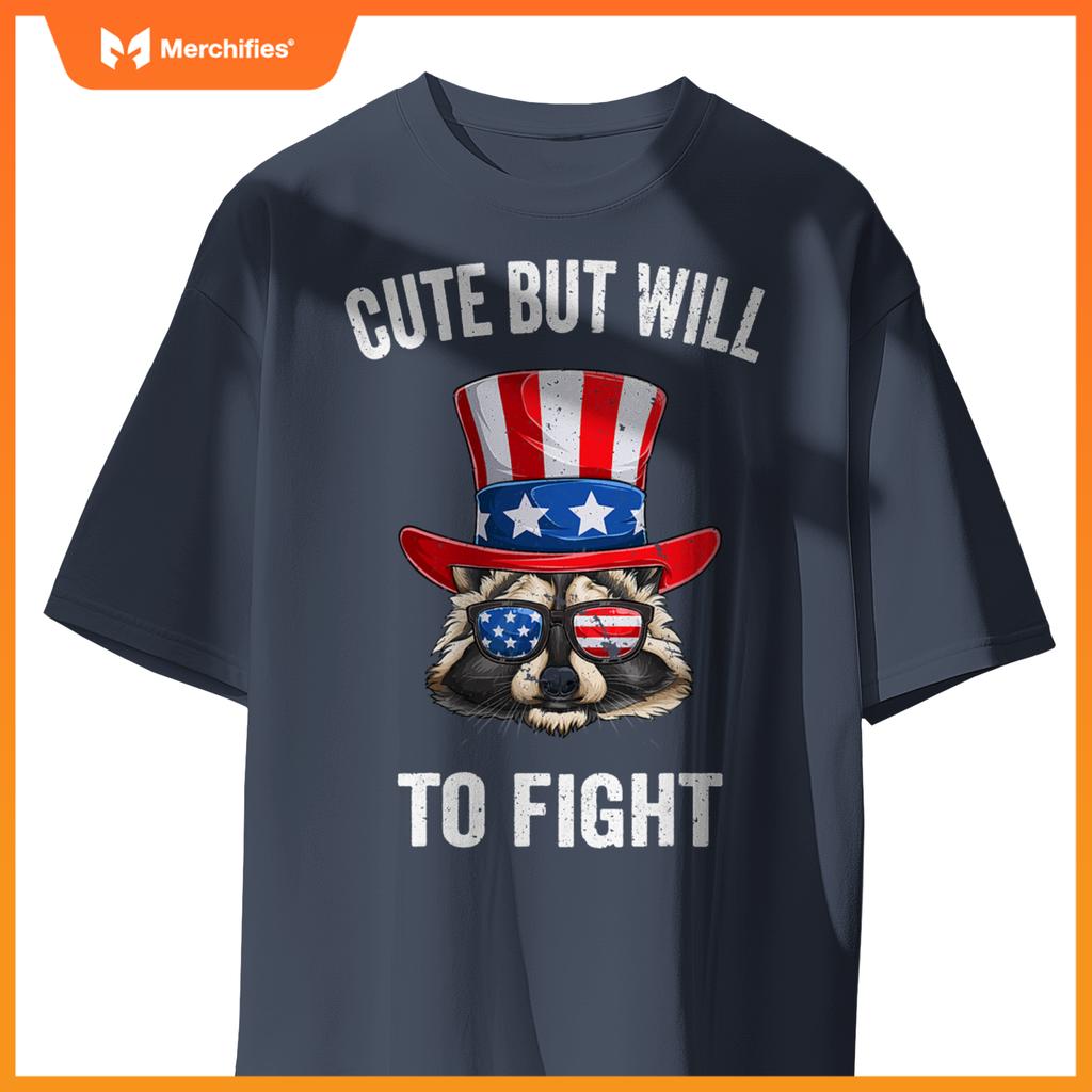 Patriotic raccoon american flag usa 4th of july women kids T-Shirt