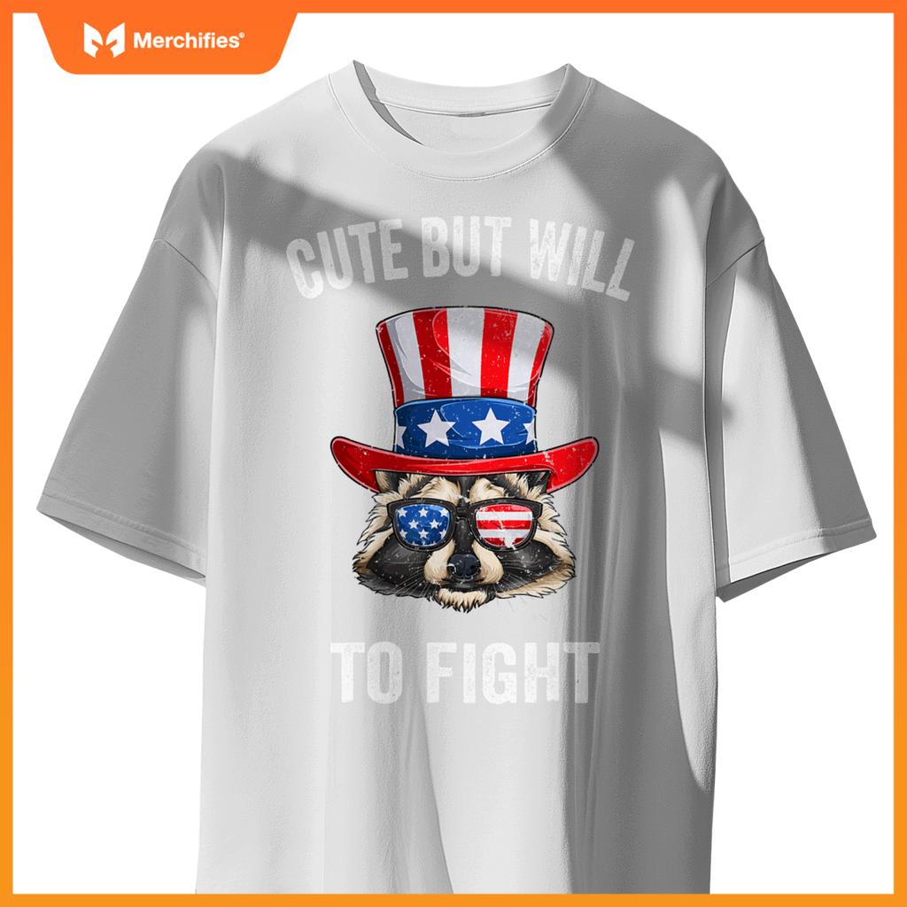 Patriotic raccoon american flag usa 4th of july women kids T-Shirt