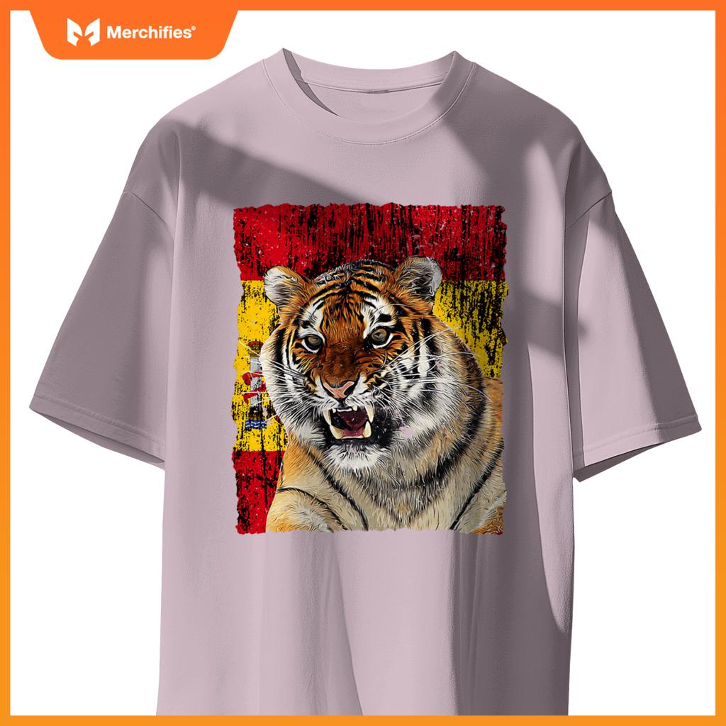 Patriotic tiger spain flag - distressed flag roaring tiger T-Shirt