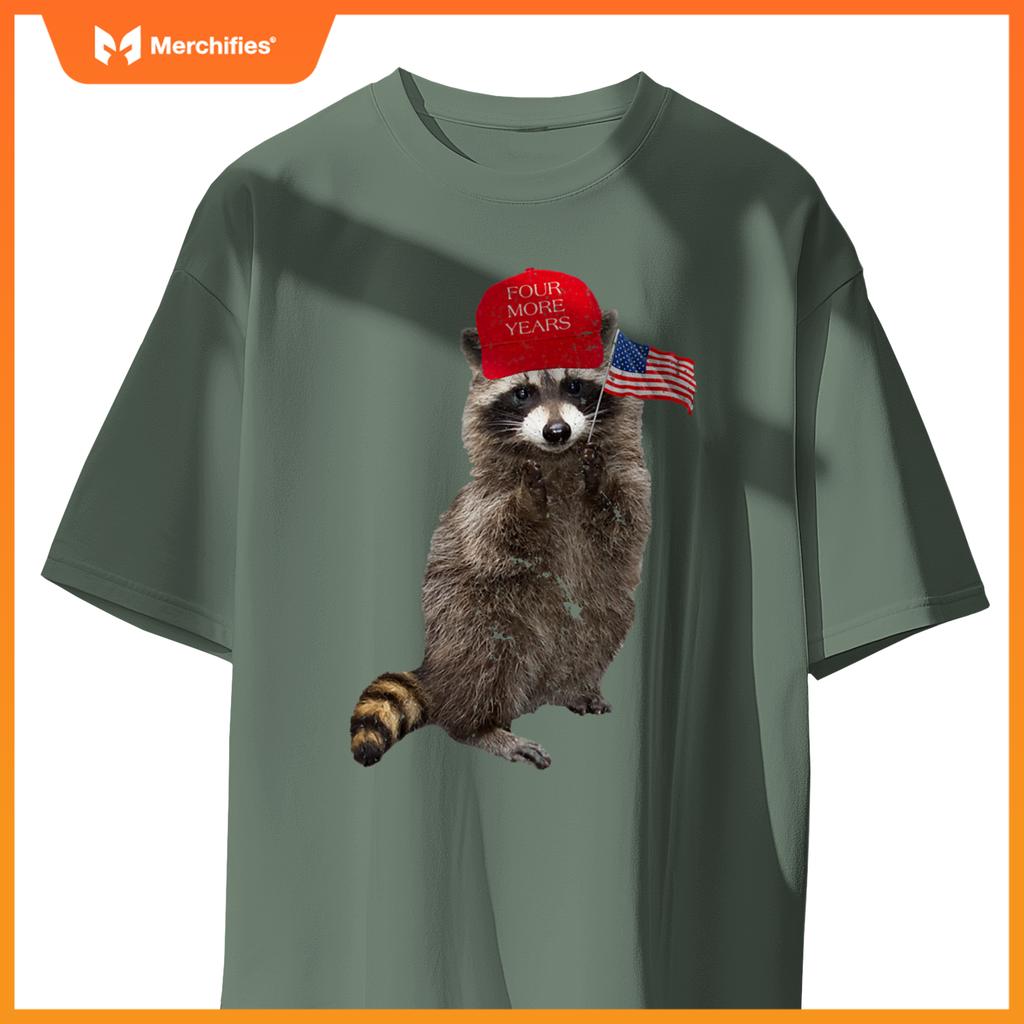 Patriotic trump raccoon with usa flag  2020 election T-Shirt