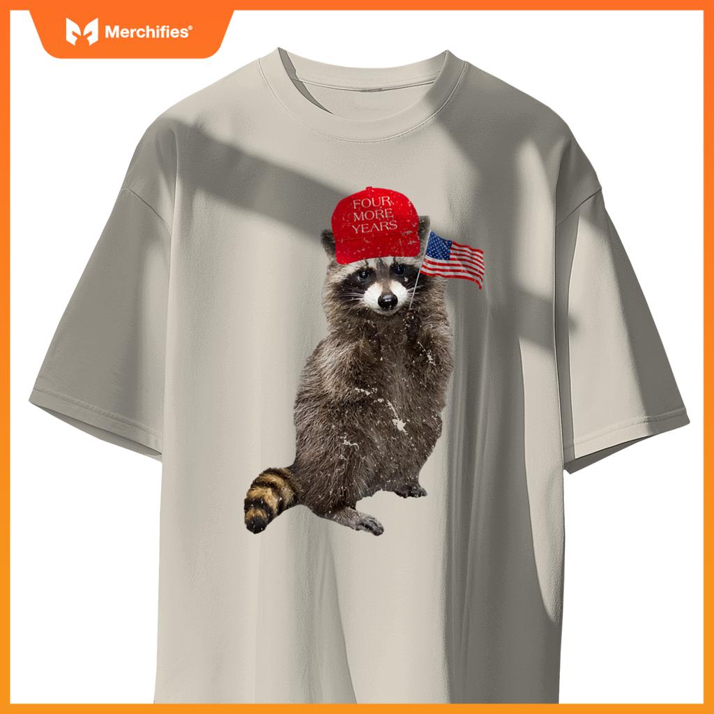Patriotic trump raccoon with usa flag  2020 election T-Shirt