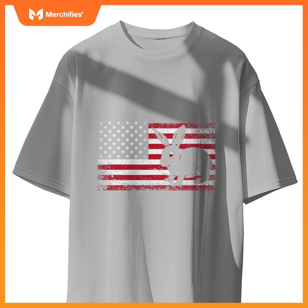 Rabbit bunny 4th of july american flag america usa patriotic T-Shirt