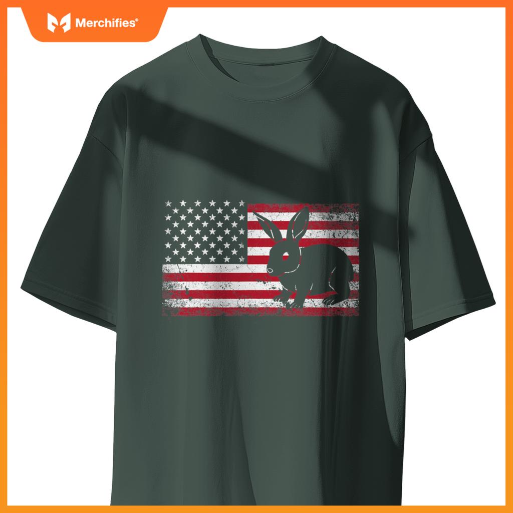 Rabbit bunny 4th of july american flag america usa patriotic T-Shirt
