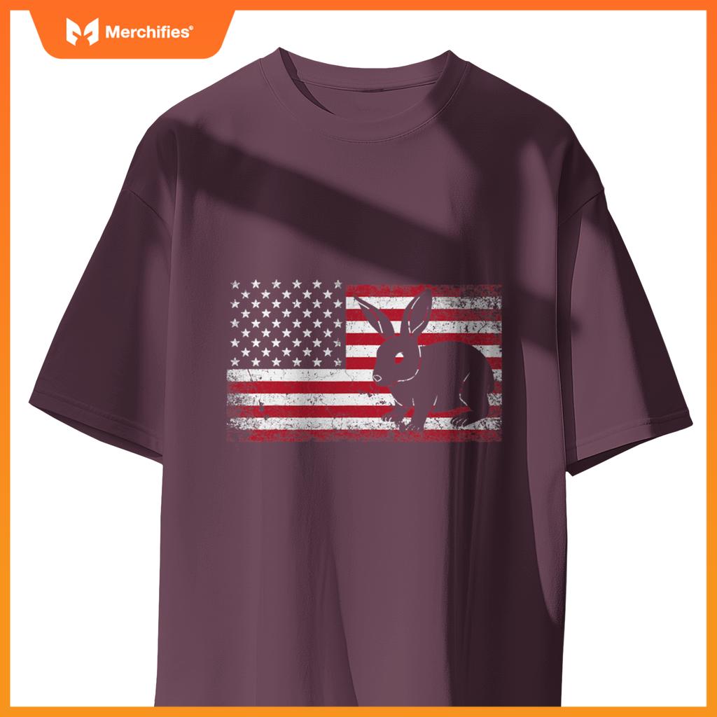 Rabbit bunny 4th of july american flag america usa patriotic T-Shirt
