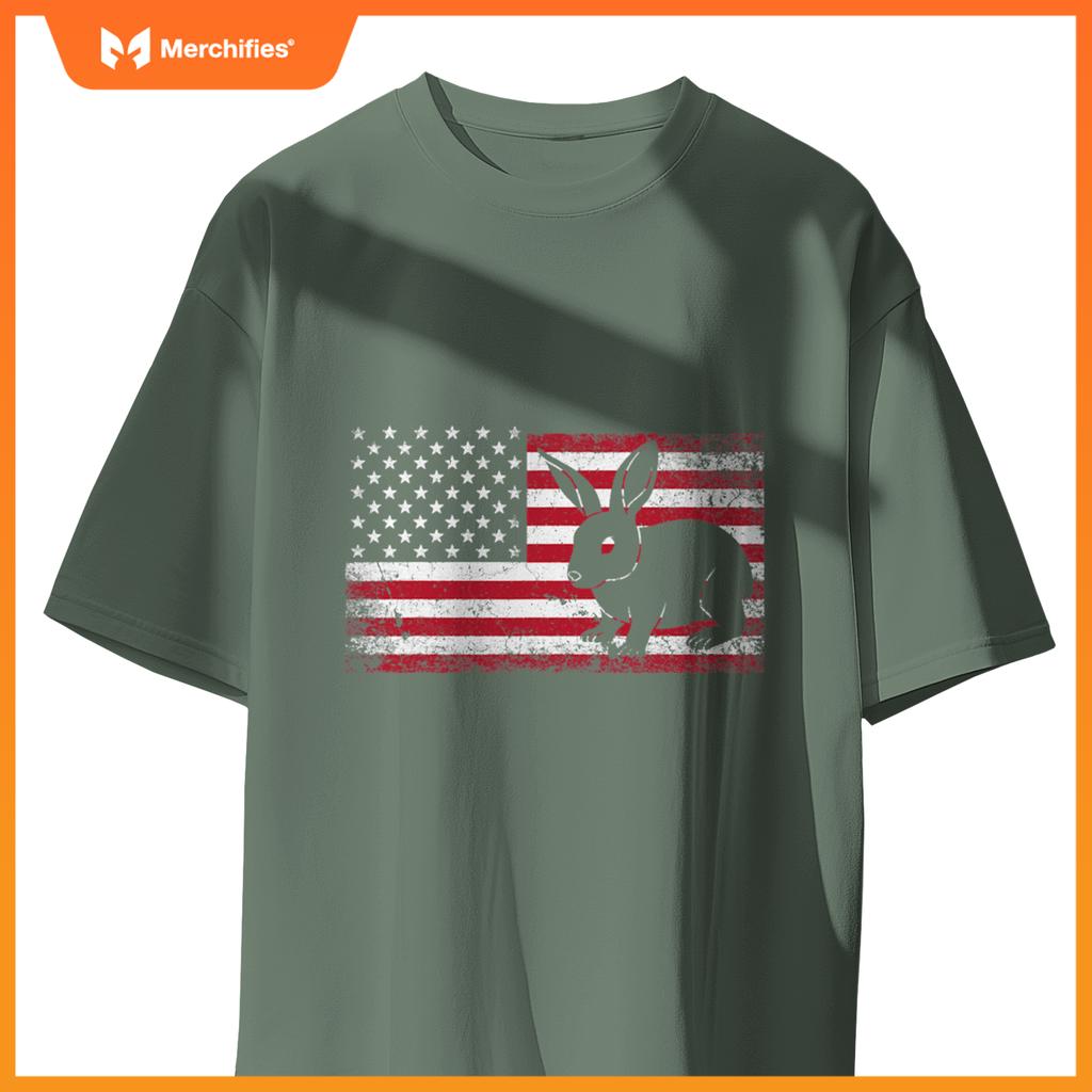 Rabbit bunny 4th of july american flag america usa patriotic T-Shirt