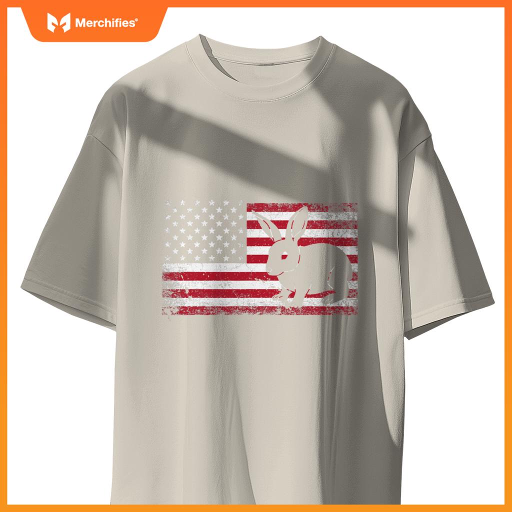 Rabbit bunny 4th of july american flag america usa patriotic T-Shirt