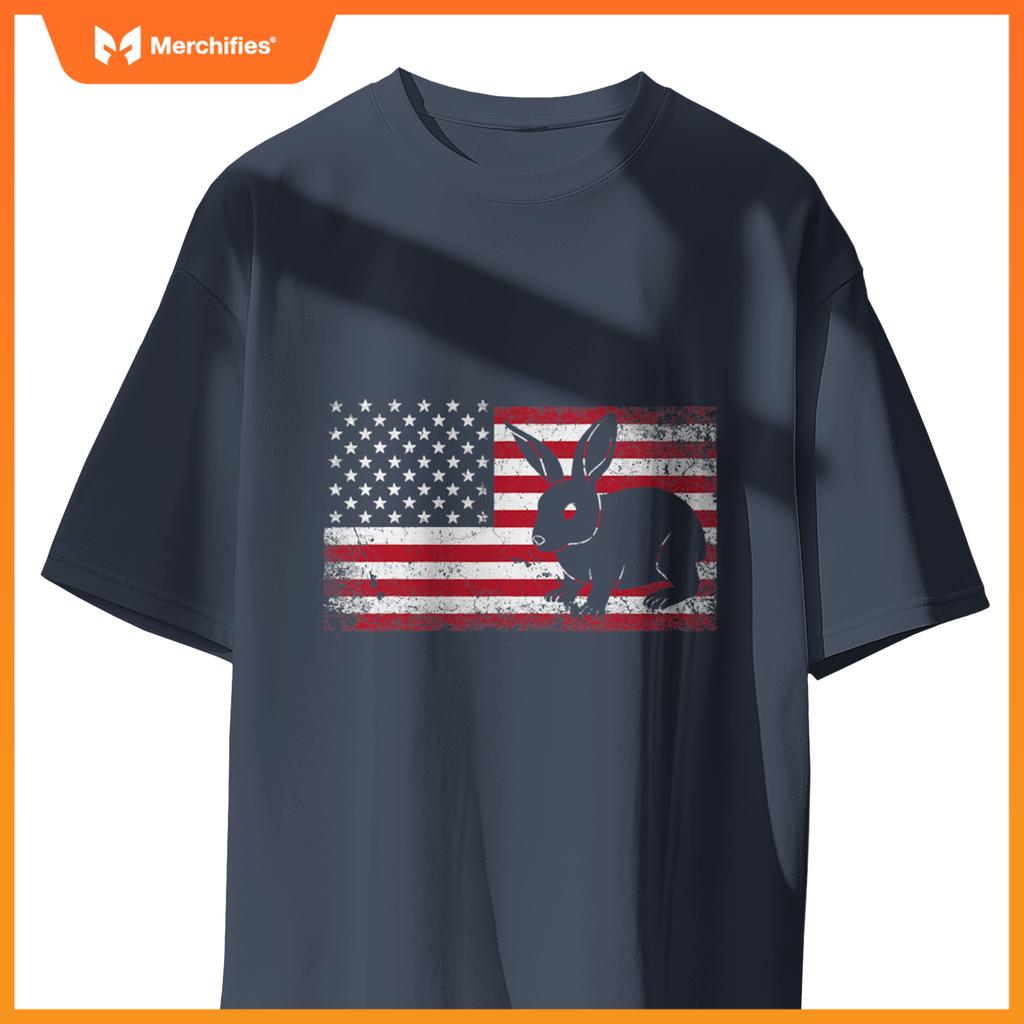 Rabbit bunny 4th of july american flag america usa patriotic T-Shirt